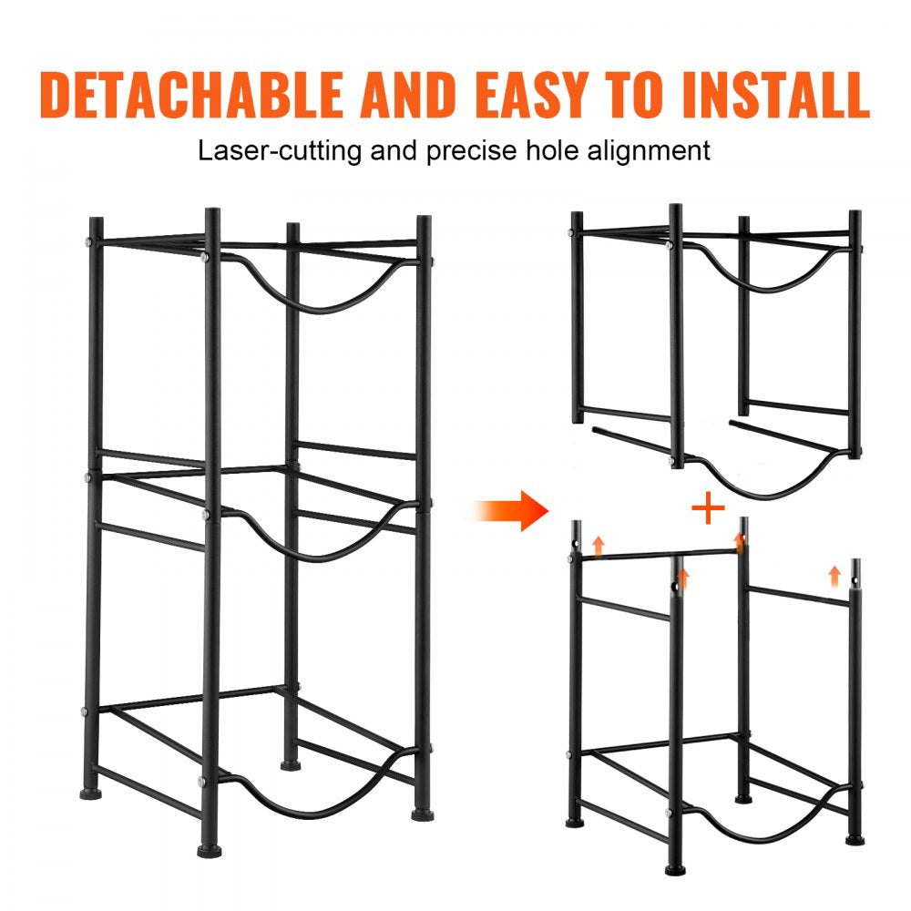 3 Tiers Water Jug Holder Single Row Water Bottle Rack for 3 Bottles Black