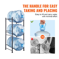 3 Tiers Water Jug Holder Single Row Water Bottle Rack for 3 Bottles Black