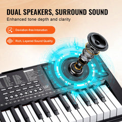 61 Key Digital Keyboard Piano Electric Portable with Adjustable Stand