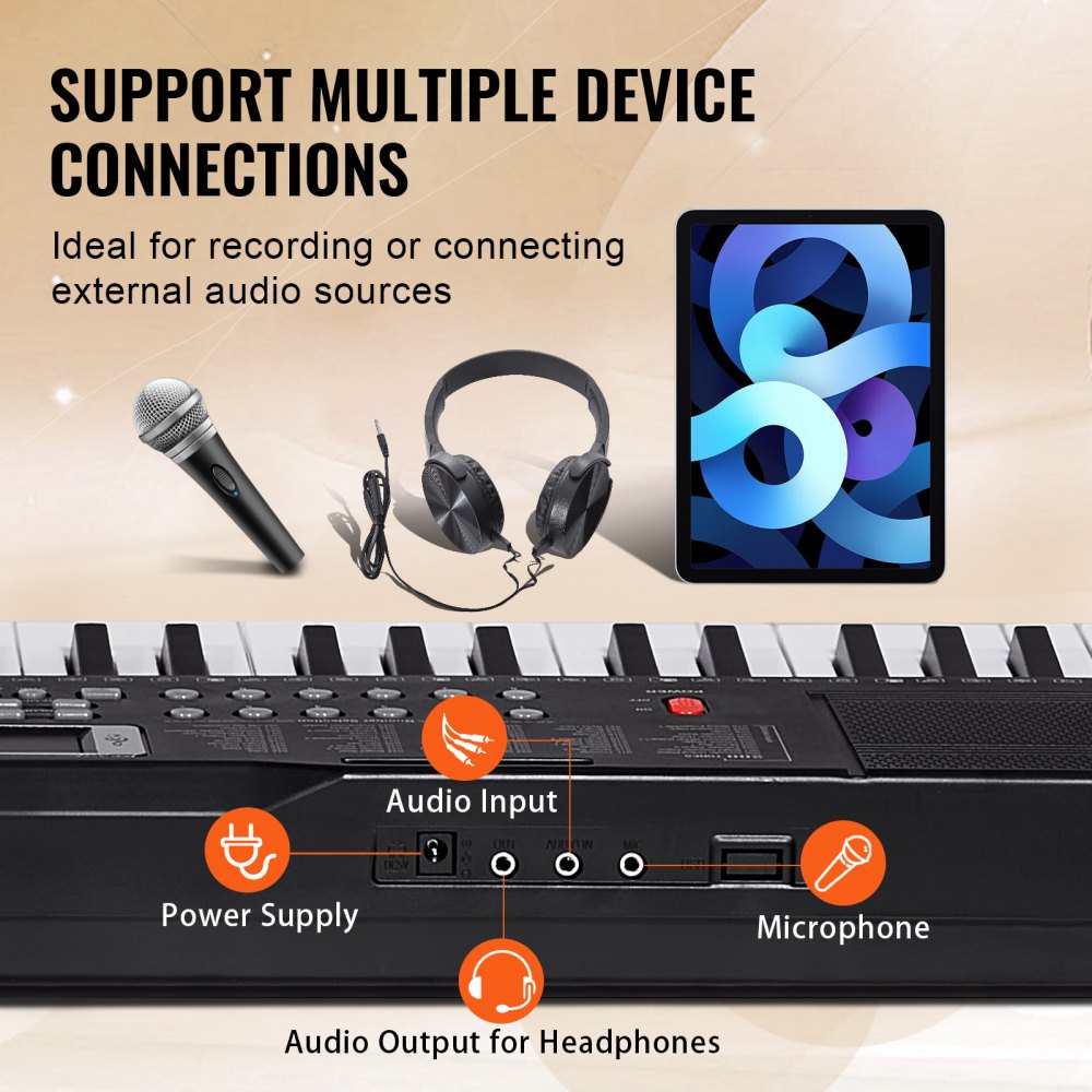 61 Key Digital Keyboard Piano Electric Portable 200 Tones 200 Rhythms