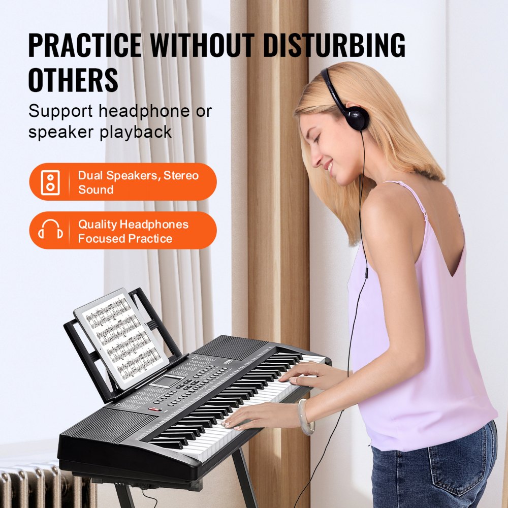 61 Key Digital Keyboard Piano Electric Portable 200 Tones 200 Rhythms