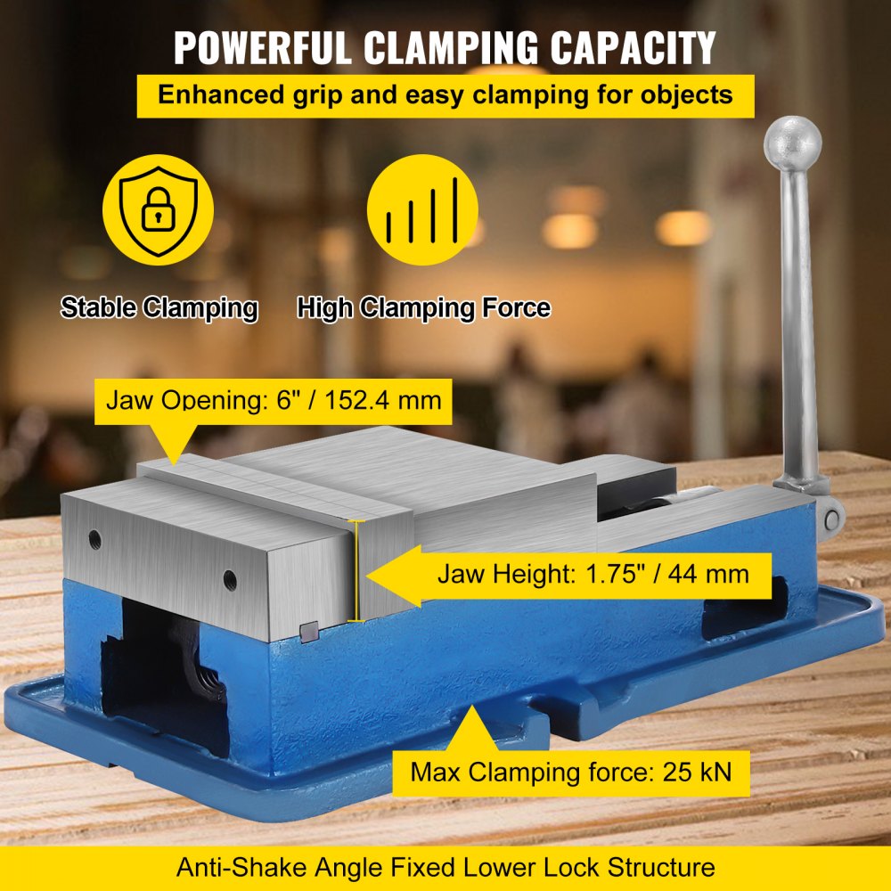 6 Inch ACCU Lock Down Vise Precision Milling Vice 6 Inch Jaw Width Drill Press Vise Milling Drilling Machine Bench Clamp Clamping Vice (6 ` `)