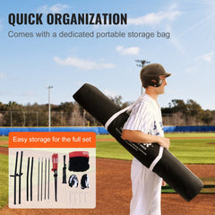 7x7 ft Baseball Softball Practice Net, Portable Baseball Training Net for Hitting Catching Pitching, Backstop Equipment with Bow Frame, Carry Bag, Strike Zone, 12 Balls, Tee, and Ball Collector