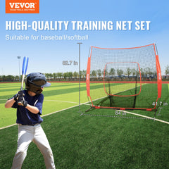 7x7 ft Baseball Softball Practice Net, Portable Baseball Training Net for Hitting Batting Catching Pitching, Backstop Baseball Equipment Training Aids with Carry Bag and Strike Zone