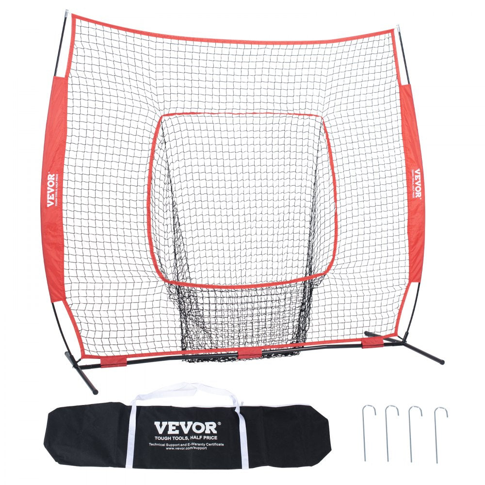 7x7 ft Baseball Softball Practice Net, Portable Baseball Training Net for Hitting Batting Catching Pitching, Backstop Baseball Equipment Training Aids with Carry Bag and Strike Zone