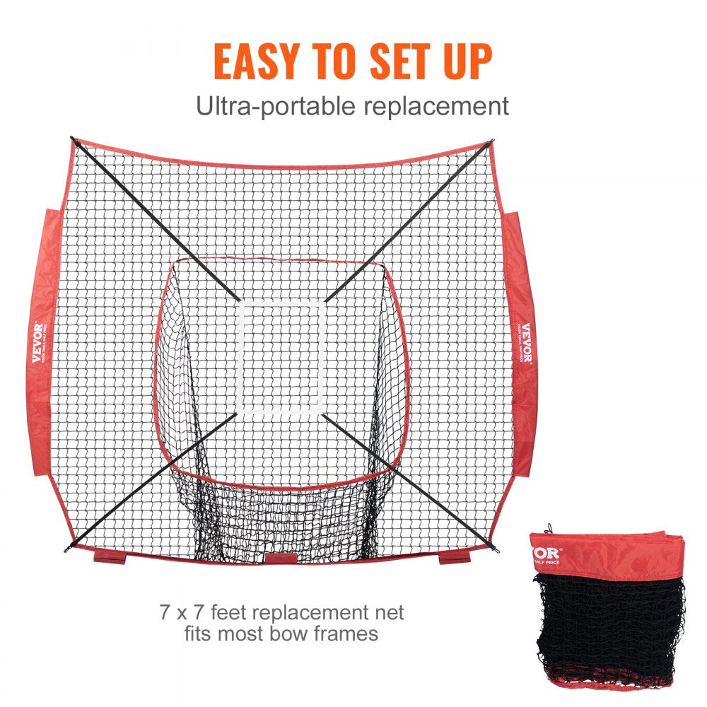 7x7 ft Baseball Softball Practice Net, Portable Baseball Training Net for Hitting Batting Catching Pitching, Backstop Baseball Equipment Training Aids with Strike Zone