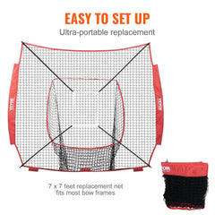7x7 ft Baseball Softball Practice Net, Portable Baseball Training Net for Hitting Batting Catching Pitching, Backstop Baseball Equipment Training Aids with Strike Zone