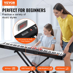 88 Key Digital Piano Keyboard Semi Weighted Electric Portable with Stand