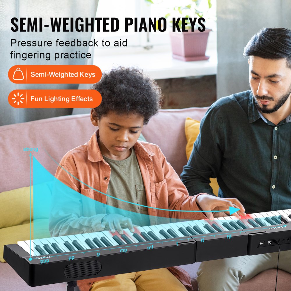 88 Key Digital Piano Keyboard Semi Weighted Electric Portable with Stand