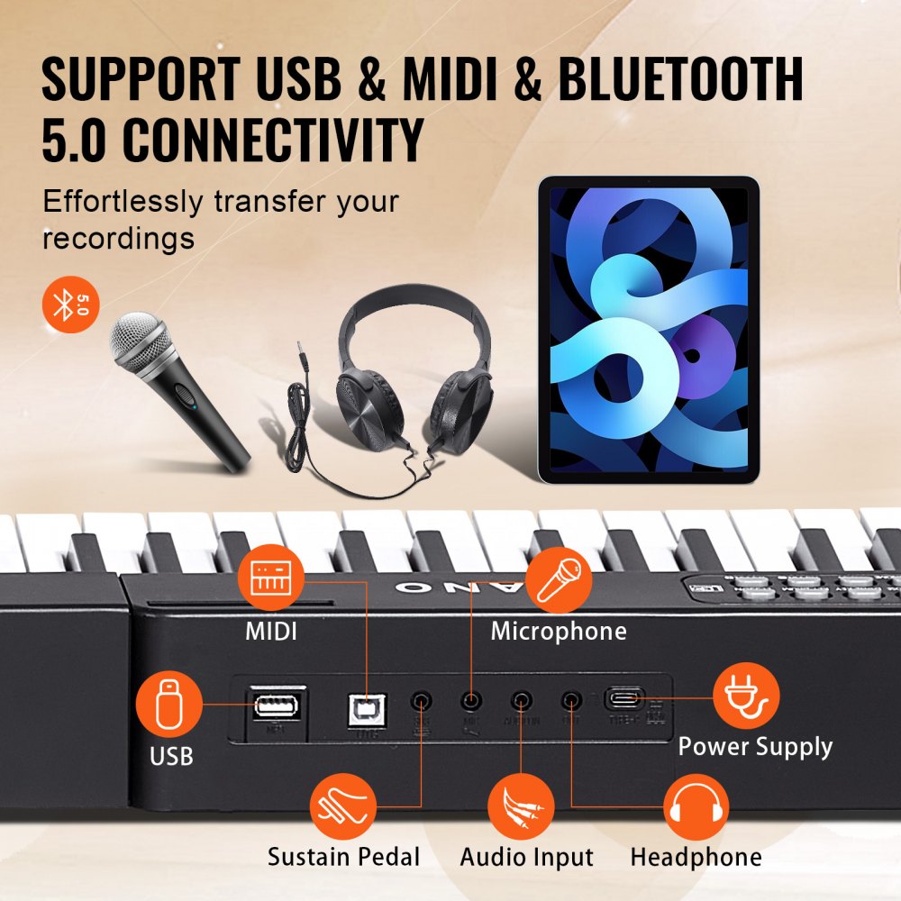 88 Key Digital Piano Keyboard Semi Weighted Electric Portable with Stand