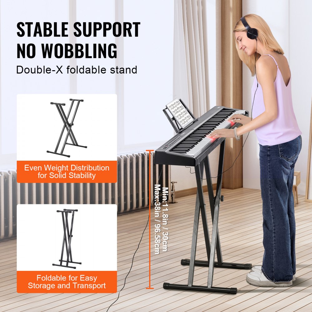 88 Key Digital Piano Keyboard Semi Weighted Electric Portable with Stand