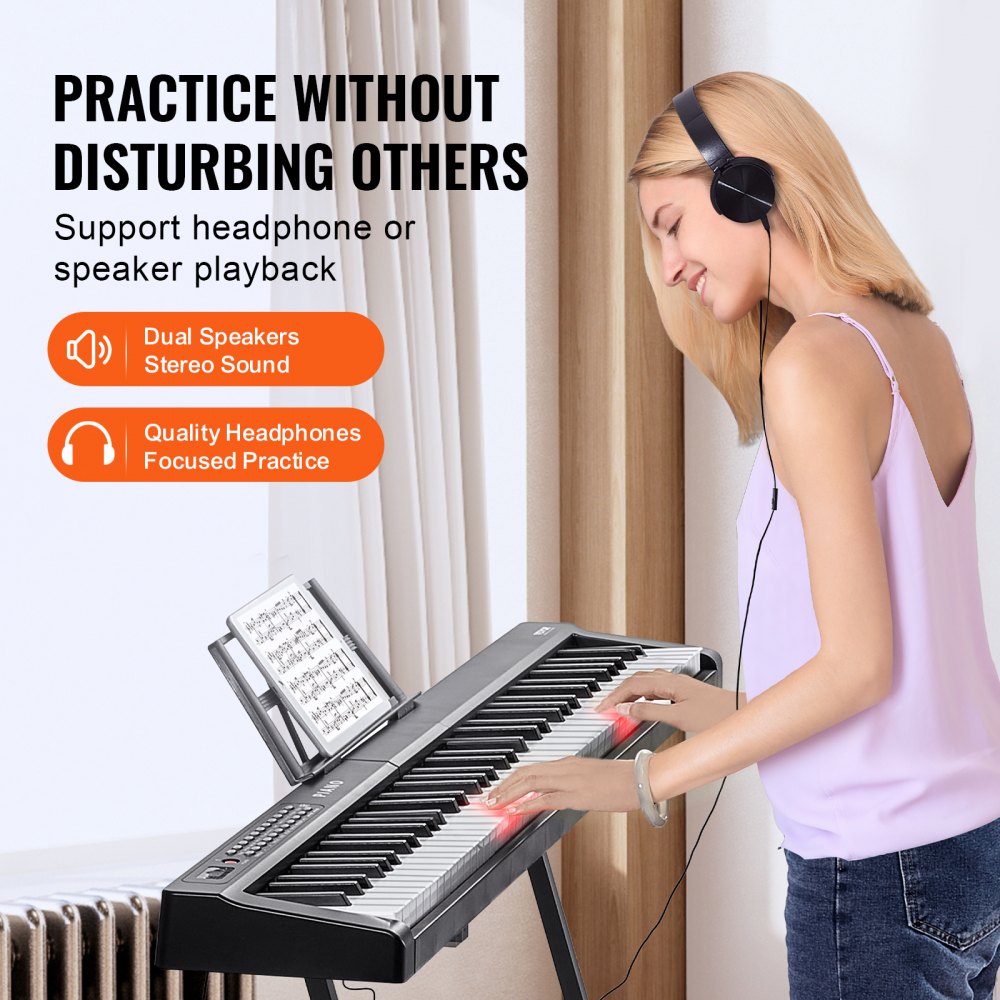 88 Key Digital Piano Keyboard Semi Weighted Full Size Electric Portable
