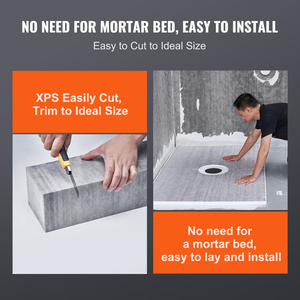 Bostome 60"x48" shower pan kit with EPS waterproof membrane and curb for easy installation.