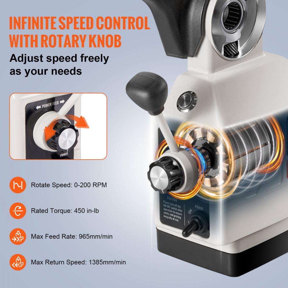 Bostome X-Axis Milling Machine Power Feed with manual lever and automatic knob for speed control.