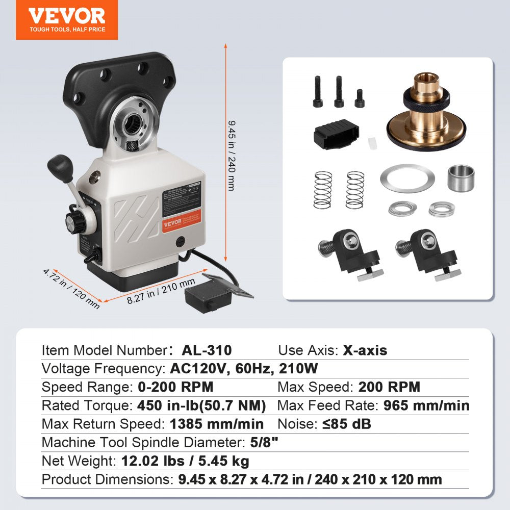 Bostome X-Axis Milling Machine Power Feed with a manual lever and automatic knob for speed control.