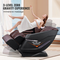 Massage Chair with Flexible SL-Track, Full Body Zero Gravity Recliner, 10-18 Auto Modes, 3D Shiatsu, Heating, Bluetooth Speaker, Airbag, Foot Roller, and Touch Screen