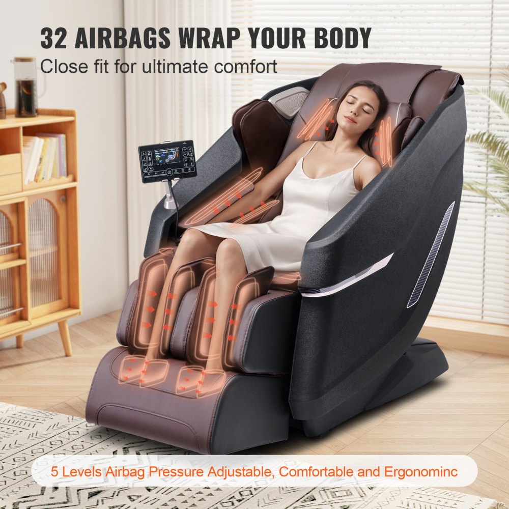 Massage Chair with Flexible SL-Track, Full Body Zero Gravity Recliner, 10-18 Auto Modes, 3D Shiatsu, Heating, Bluetooth Speaker, Airbag, Foot Roller, and Touch Screen