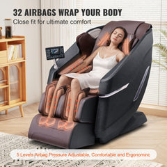 Massage Chair with Flexible SL-Track, Full Body Zero Gravity Recliner, 10-18 Auto Modes, 3D Shiatsu, Heating, Bluetooth Speaker, Airbag, Foot Roller, and Touch Screen