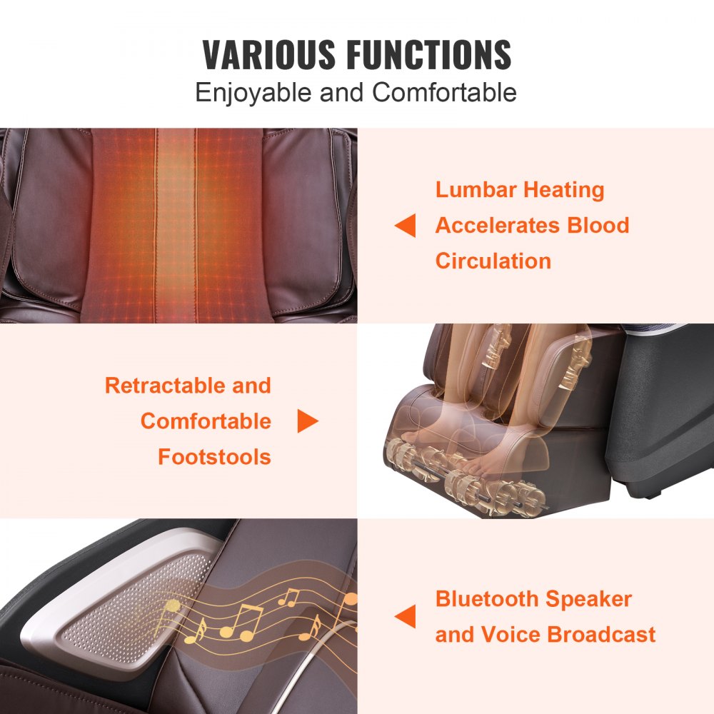 Massage Chair with Flexible SL-Track, Full Body Zero Gravity Recliner, 10-18 Auto Modes, 3D Shiatsu, Heating, Bluetooth Speaker, Airbag, Foot Roller, and Touch Screen