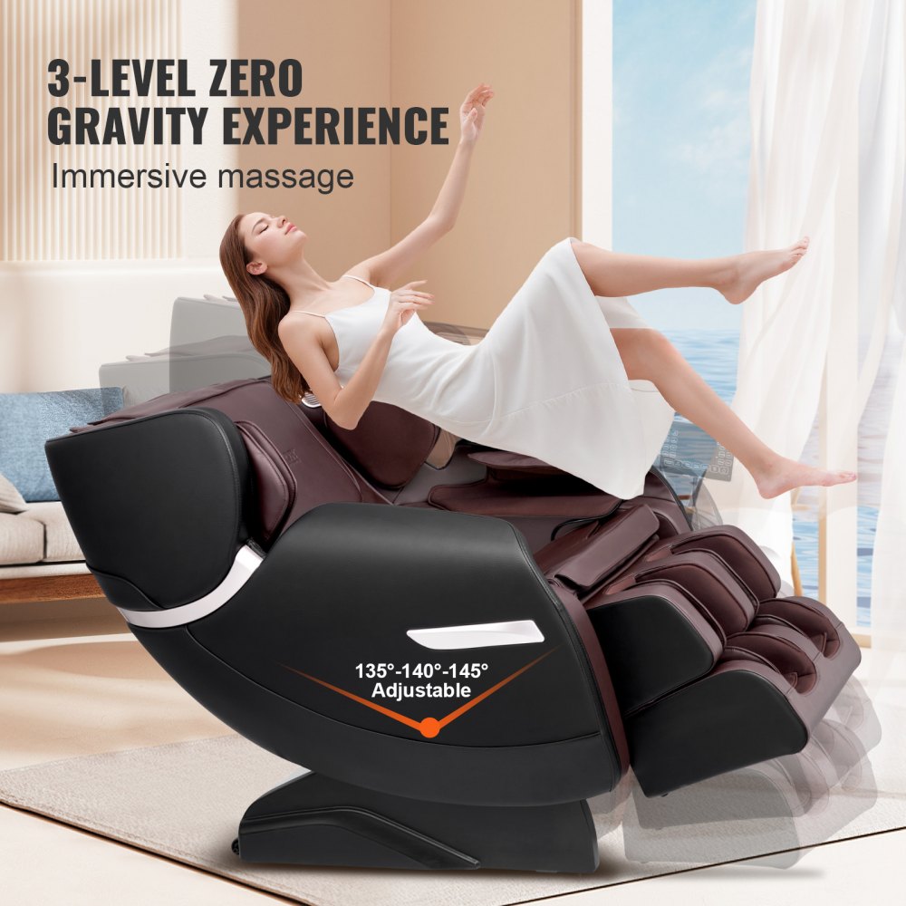 Massage Chair - Full Body Zero Gravity Recliner with Multi Auto Modes, 3D Shiatsu, Heating, Bluetooth Speaker, Airbag, Foot Roller, and Touch Screen