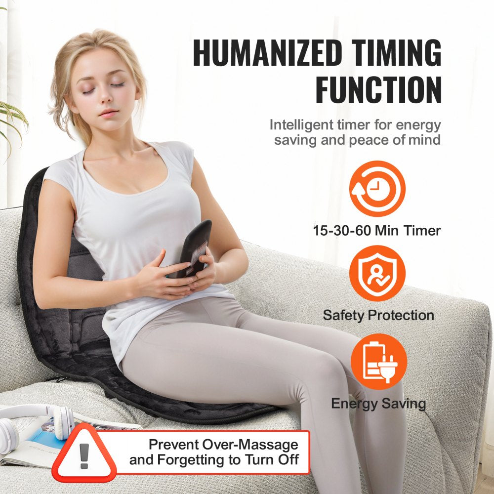 Massage Seat Cushion with Heat, 10 Vibration Motor Seat Massage Pad, Vibrating Massage Chair Mat with 5 Modes & 4 Intensities, 3 Heating Pads for Home Office, Fatigue Relief for Back, Hip, Thigh