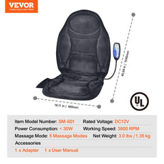 Massage Seat Cushion with Heat, 10 Vibration Motor Seat Massage Pad, Vibrating Massage Chair Mat with 5 Modes & 4 Intensities, 3 Heating Pads for Home Office, Fatigue Relief for Back, Hip, Thigh