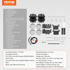 Airbag Suspension Kit 11-2019 Chevrolet Silverado GMC Sierra 2500/3500 HD