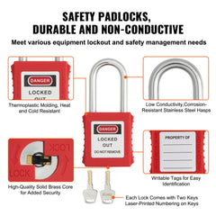 Electrical Lockout Tagout Kit, 26 PCS Safety Loto Kit Includes Padlocks, Hasps, Tags, Nylon Ties, and Carrying Bag, Lockout Tagout Safety Tools for Industrial, Electric Power, Machinery