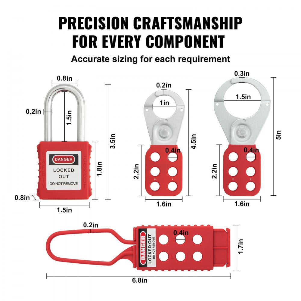 Electrical Lockout Tagout Kit, 26 PCS Safety Loto Kit Includes Padlocks, Hasps, Tags, Nylon Ties, and Carrying Bag, Lockout Tagout Safety Tools for Industrial, Electric Power, Machinery