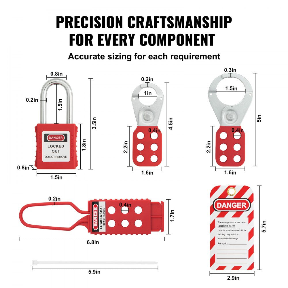 Electrical Lockout Tagout Kit, 47 PCS Safety Loto Kit Includes Padlocks, Hasps, Tags, Nylon Ties, Plug Lockouts, Circuit Breaker Lockouts, and Carrying Bag, for Industrial, Electric Power