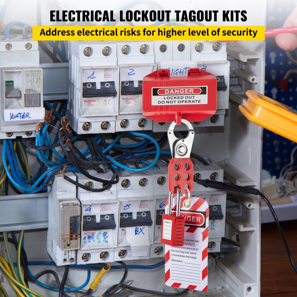 43 PCS Lockout Tagout Kits, Electrical Safety Loto Kit Includes Padlocks, 5 Kinds of Lockouts, Hasps, Tags & Ties, Box, Lockout Safety Tools for Electrical Risk Removal in Industrial, Machinery
