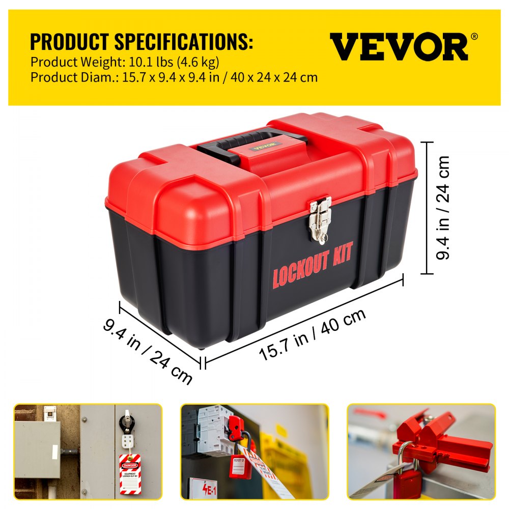 43 PCS Lockout Tagout Kits, Electrical Safety Loto Kit Includes Padlocks, 5 Kinds of Lockouts, Hasps, Tags & Ties, Box, Lockout Safety Tools for Electrical Risk Removal in Industrial, Machinery