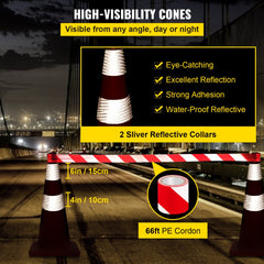 Safety Cones, 28 in/73 cm Height, 12 PCS PVC Orange Traffic Cone with 2 Reflective Collars and Weighted Base, Used for Traffic Control, Driveway Road Parking and School Improvement
