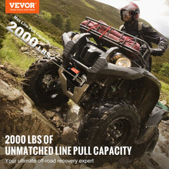 Electric Winch ATV UTV 2000 lb Steel Cable IP 55 Waterproof Wired Control