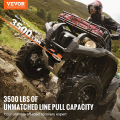 Electric Winch ATV UTV 3500 lb Synthetic Rope Waterproof Wired Control