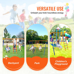 Swing Sets for Backyard 6 in 1 Swing Set 440lbs Capacity Metal Swingset