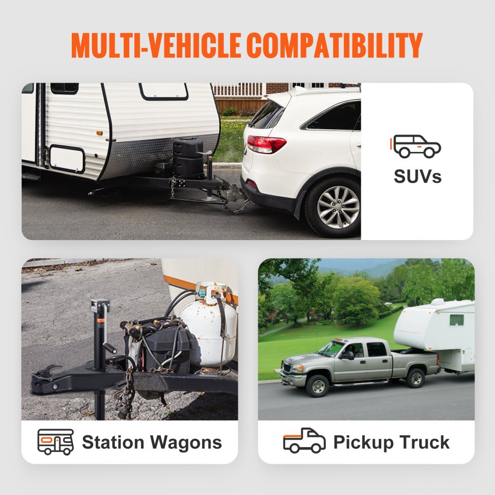 A-Frame Trailer Coupler, Fits 2-Inch Hitch Ball Size, 8000 lbs Towing Capacity, Heavy Duty Steel Coupler, Ideal for Towing Station Wagons, Pickup Trucks, SUVs, Campers, Black Coating Surface