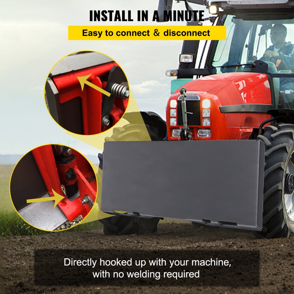 Skid Steer Mount Plate Thick Skid Steer Attachment Plate Steel Quick Attachment Loader Plate with 3 Additional Welding Rods Easy to Weld or Bolt to Different Accessories (1/2")