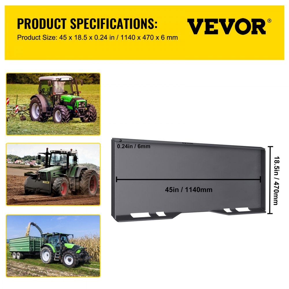 Skid Steer Mount Plate Thick Skid Steer Attachment Plate Steel Quick Attachment Loader Plate with 3 Additional Welding Rods Easy to Weld or Bolt to Different Accessories (1/2")