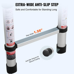 Bostome 16.5FT aluminum telescoping extension ladder in A-shape with anti-slip rungs.