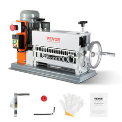 Automatic Wire Stripping Machine, 0.06``-1.42`` Electric Motorized Cable Stripper, 370 W, 88 ft/min Wire Peeler with An Extra Manual Crank, 11 Channels for Scrap Copper Recycling