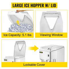 Ice Shaver Machine Electric, Snow Cone Machine Commercial 265 LBS/H, Shaved Ice Machine w/Ice Hopper & Lid, 250W Ice Crusher w/Drain Pipe Tabletop Shaved Ice Maker w/Adjustable Fineness White
