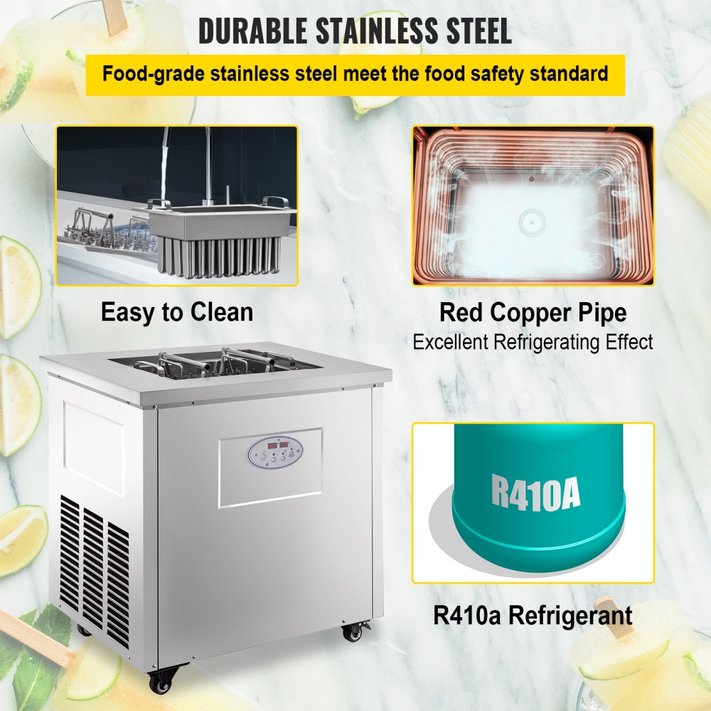 Commercial Popsicle Machine Single Model Set Commercial Ice Pop Machine 40 Pcs Ice Lolly Making Machine Stainless Steel Popsicle Making Machine with Lollipop Set for Bars, Cafes, Milk-Tea Stores