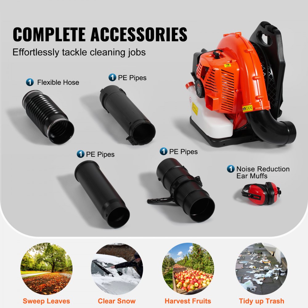 Backpack Leaf Blower 79CC 2-Cycle Gas Leaf Blower 930CFM Air Volume 184MPH
