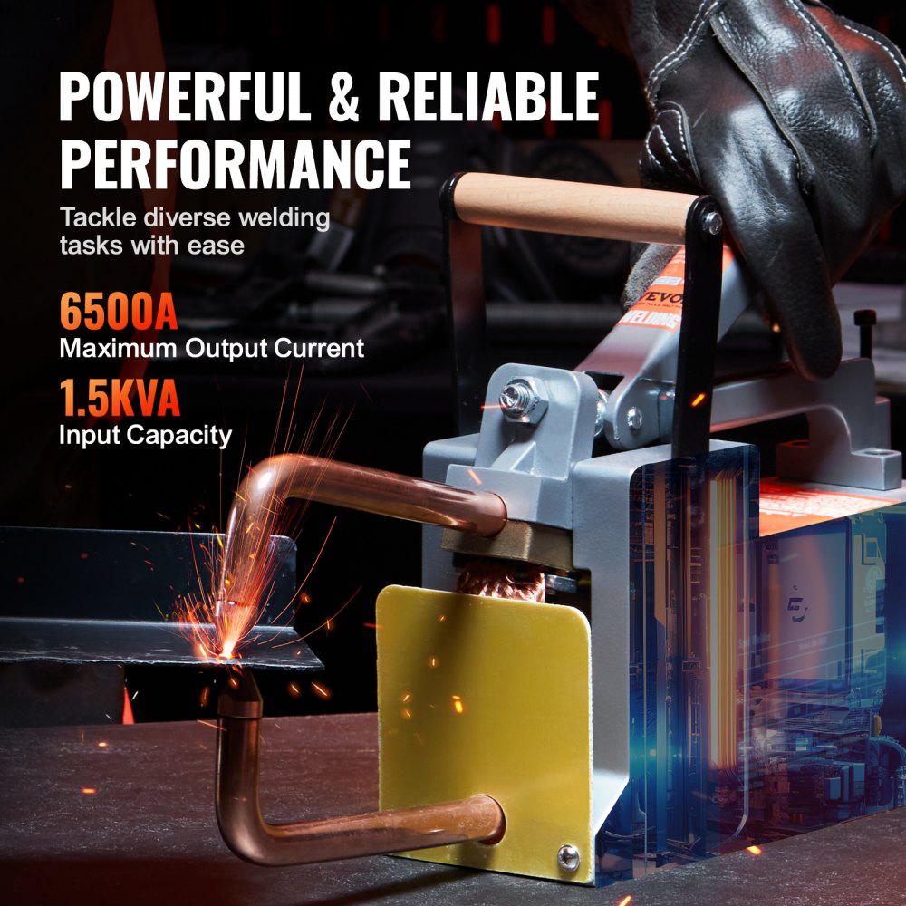 Portable Spot Welder, 1/8-inch Spot Welder Machine with 1.5KVA Input Capacity, Handheld Welding Tip Gun, Metal Sheet Spot Welding Machine for Aluminum Sheet, Carbon Steel