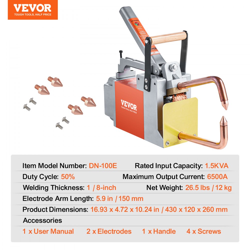 Portable Spot Welder, 1/8-inch Spot Welder Machine with 1.5KVA Input Capacity, Handheld Welding Tip Gun, Metal Sheet Spot Welding Machine for Aluminum Sheet, Carbon Steel