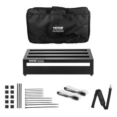 Guitar Pedal Board, 20`` x 11``, Aluminum Alloy 2.2 lbs Super Light Guitar Effects PedalBoard, with Carry Bag Velcro Fixed Strap Shoulder Strap Rolling Strips, Accommodate 10-12 Guitar Pedals