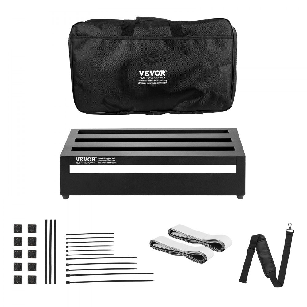 Guitar Pedal Board, 20`` x 11``, Aluminum Alloy 2.2 lbs Super Light Guitar Effects PedalBoard, with Carry Bag Velcro Fixed Strap Shoulder Strap Rolling Strips, Accommodate 10-12 Guitar Pedals