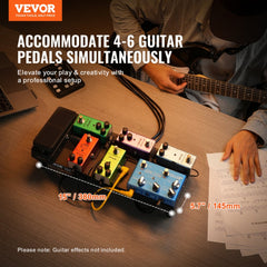 Guitar Pedal Board, 15`` x 5.7``, Aluminum Alloy 0.8 lbs Super Light Guitar Effects PedalBoard with Carry Bag High Quality Velcro Fixed Strap Shoulder Strap, Accommodate 4-6 Guitar Pedals, Small