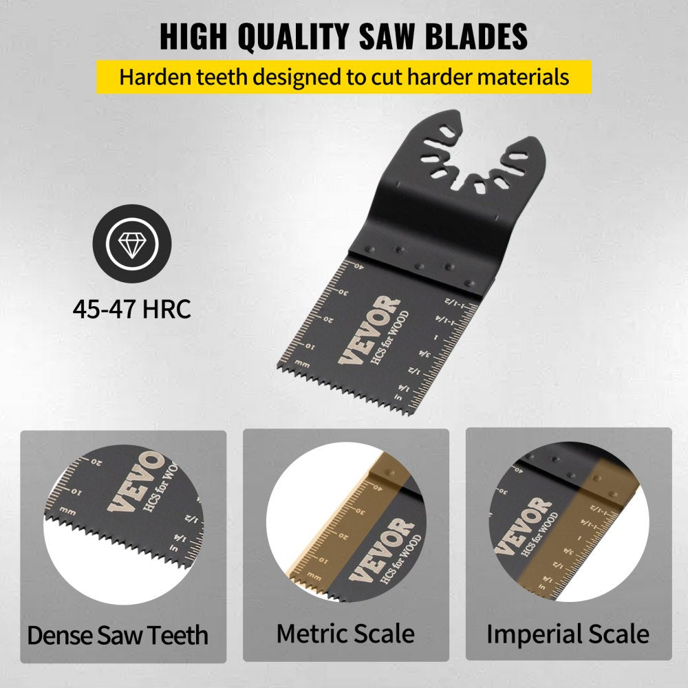 100PCS Oscillating Saw Blades, Quick Release Multitool Blades Kit, HCS Tool Blades for Wood Plastic Metal Nails Bolts, Compatible with Dewalt Dremel Fein Worx Bosch Makita Milwaukee